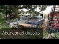 Abandoned classics left to rot caravans and pickups.