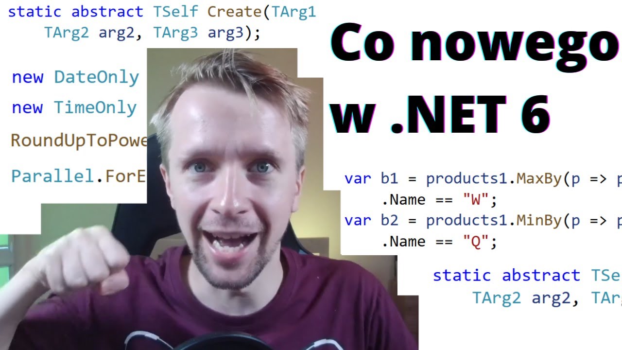 minaturka filmiku na Youtube : Co nowego w .NET 6 : LINQ, Static abstract interface