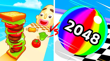 Ball Run 2048 VS Sandwich Runner -  All Levels Max Update Walkthrough Mobile NEW Gameplay R7G4R