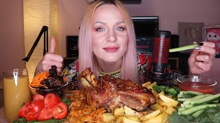 Mukbang | Запеченая Рулька, Картофель, Капуста, Закуски | Pork Knuckle Не Asmr