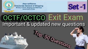 OCTCO Exit Exam Questions | DG Shipping Exit Exam | Exit Exam | MMD | Latest Questions | Updated