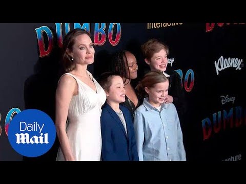 Angelina Jolie and kids embrace on carpet at 'Dumbo' premiere