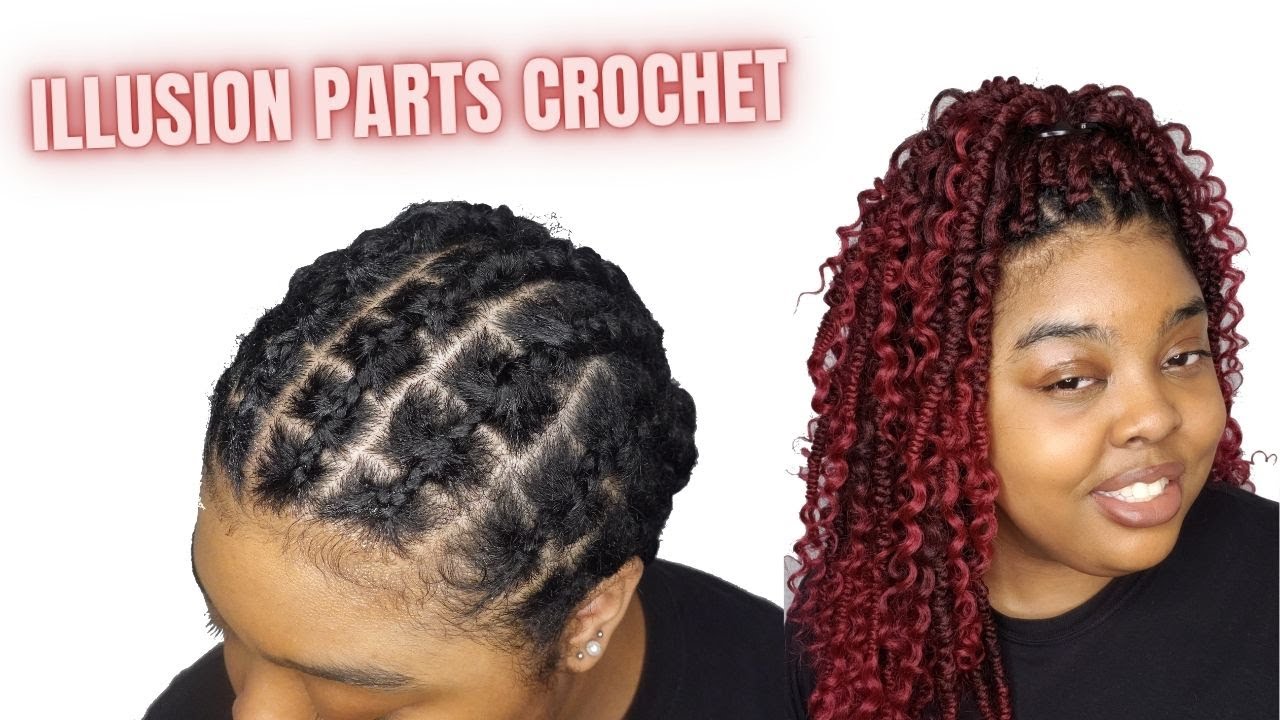 ILLUSION PARTS crochet hairstyle ♥️ NO CORNROWS 🚫 Hair Be Poppin Gypsy