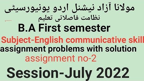 Assignment problems with solution of communicative skills english for MANUU DDE session-July 2022.