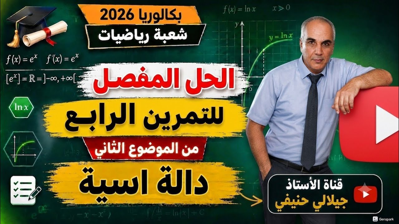 حل التمرين الرابع من الموضوع الثاني من بكالوريا مادة الرياضيات شعبة رياضيات دورة 2026