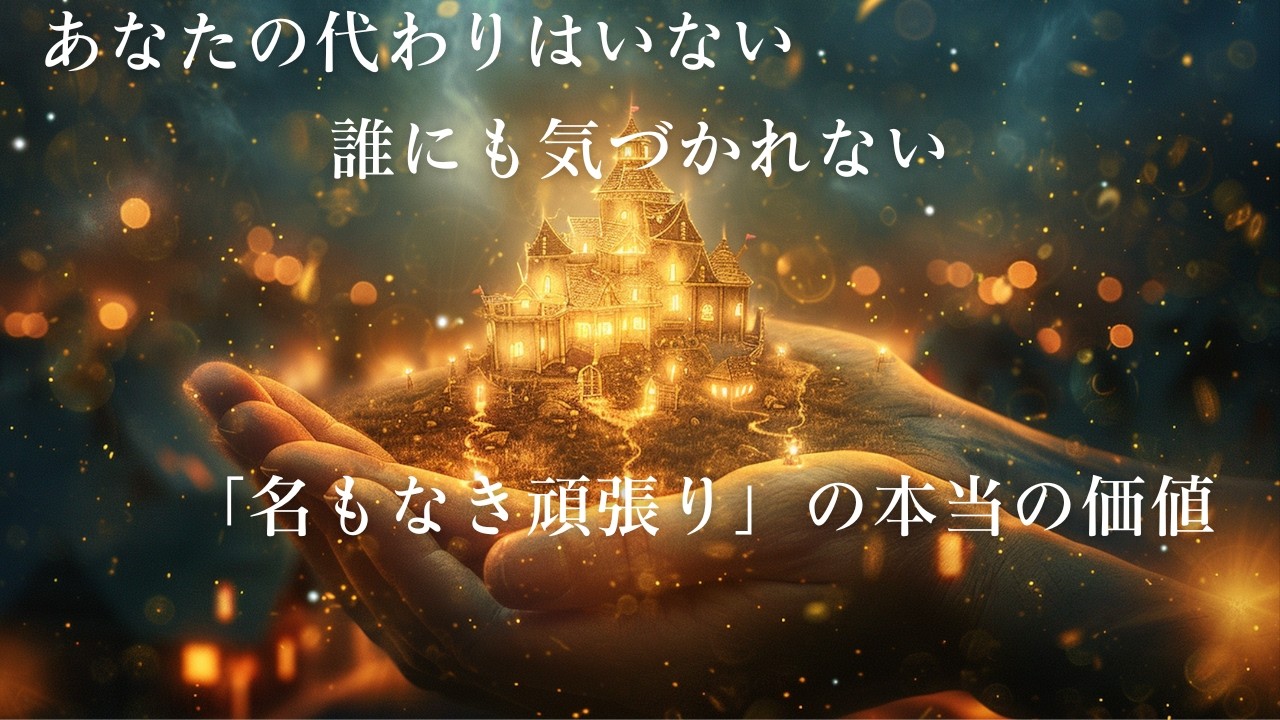 あなたの代わりはいない。誰にも気づかれない「名もなき頑張り」の本当の価値