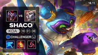 Shaco vs Zaahen Jungle - EUW Challenger - Patch 16.11 Season 16