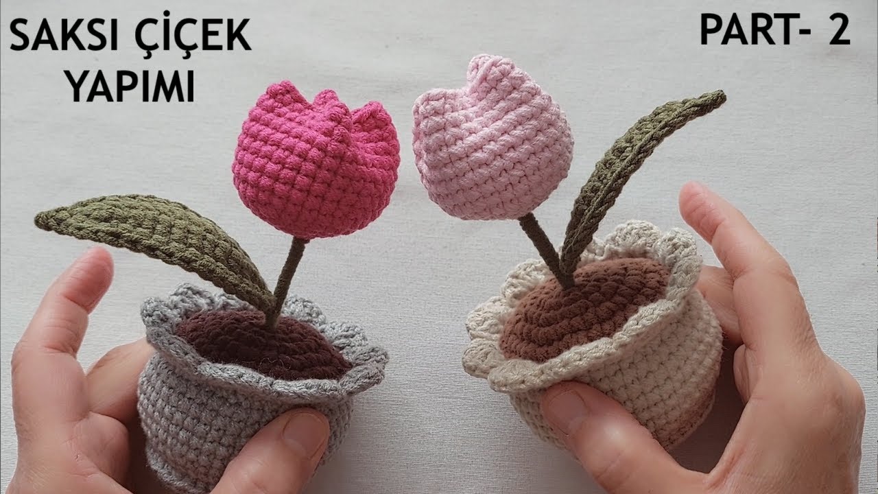 SAKSI ÇİÇEK Yapımı PART-2  (English subtitle) (crochet amigurumi tutorial)