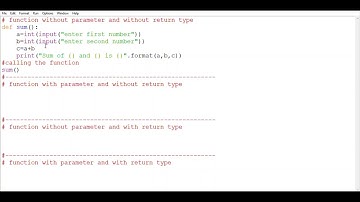 Python Function - 2 Types of Functions (with,without parameter_return type)