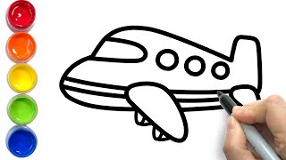 How to Draw an Airplane | Easy Airplane Drawing and Coloring for Kids | Learn Colors for Children