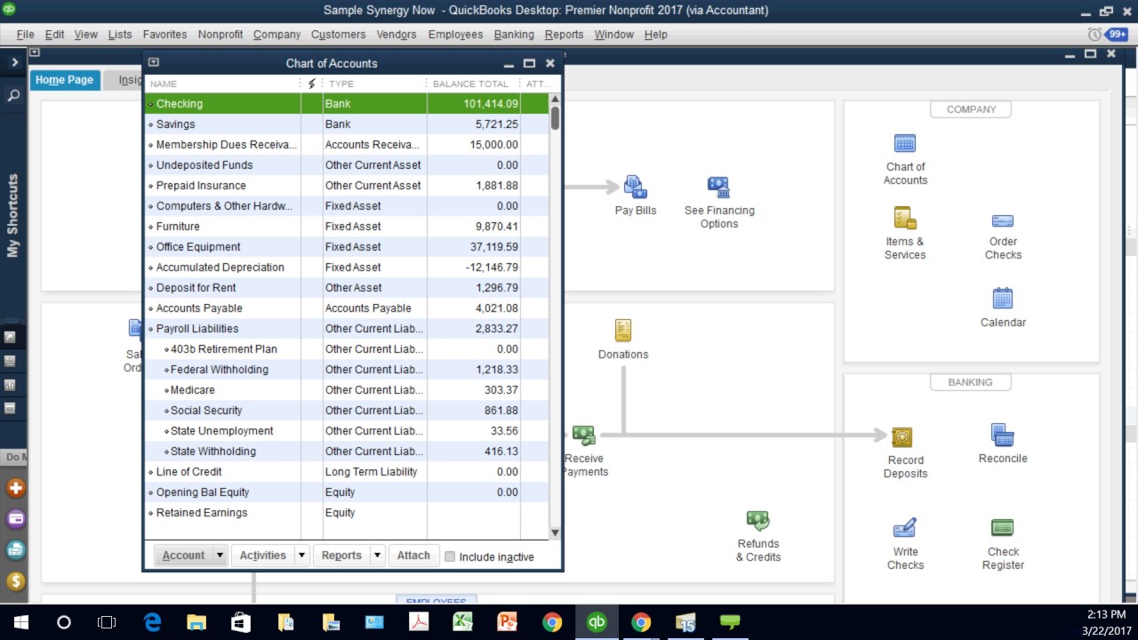 Quickbooks Nonprofit Chart Of Accounts