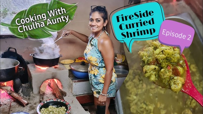 Curried Shrimp With Chula Aunty Shanty The Chulha Queen From Siparia Deepa Yankarran Youtube