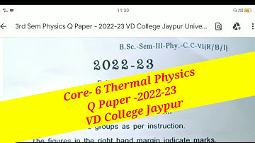 3rd Sem Thermal Physics Q Paper 2022-23 VD College Jaypur University Majhi Tutorial