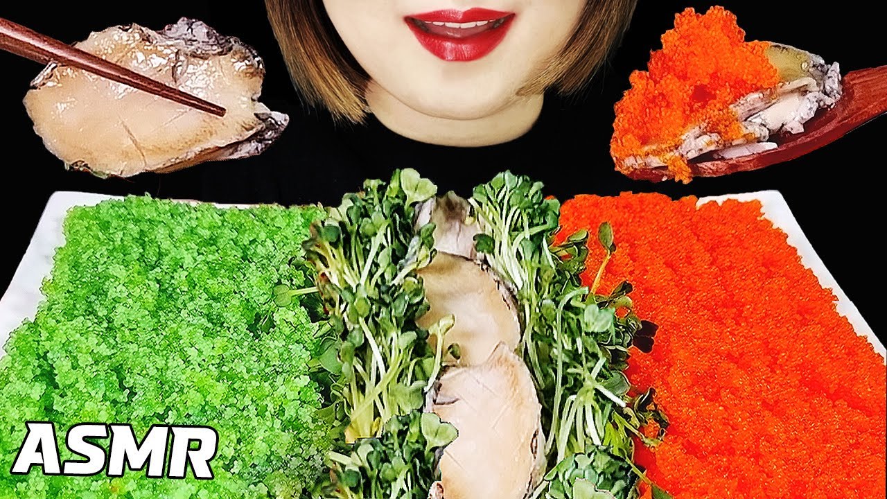ASMR FLYING FISH ROE(TOBIKO EGGS), ABALONE 날치알, 전복 EATING SOUNDS MUKBANG l Milly ASMR