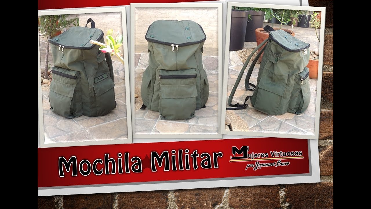 DIY como hacer una backpack military bags por Yuruanni Bravo patrones YouTube