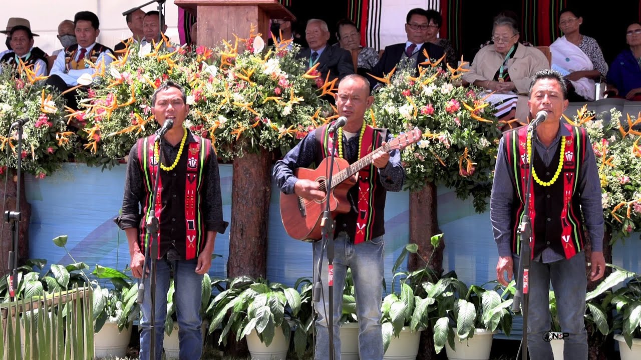 Bayie Kro u performing patriotic song during 75th anniversary of Naga Independence Day at Peace Camp