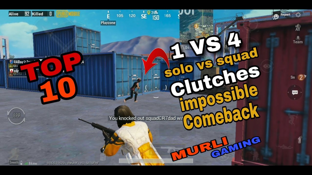 Top 10 SQUAD WIPES || Pubg Mobile solo vs squads 1 Vs 4 Moments | Murli ...