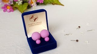 Double Pearl Earrings Ear Beads Candy Color Rubber Ball Retro (серьги-пусеты). AliExpress