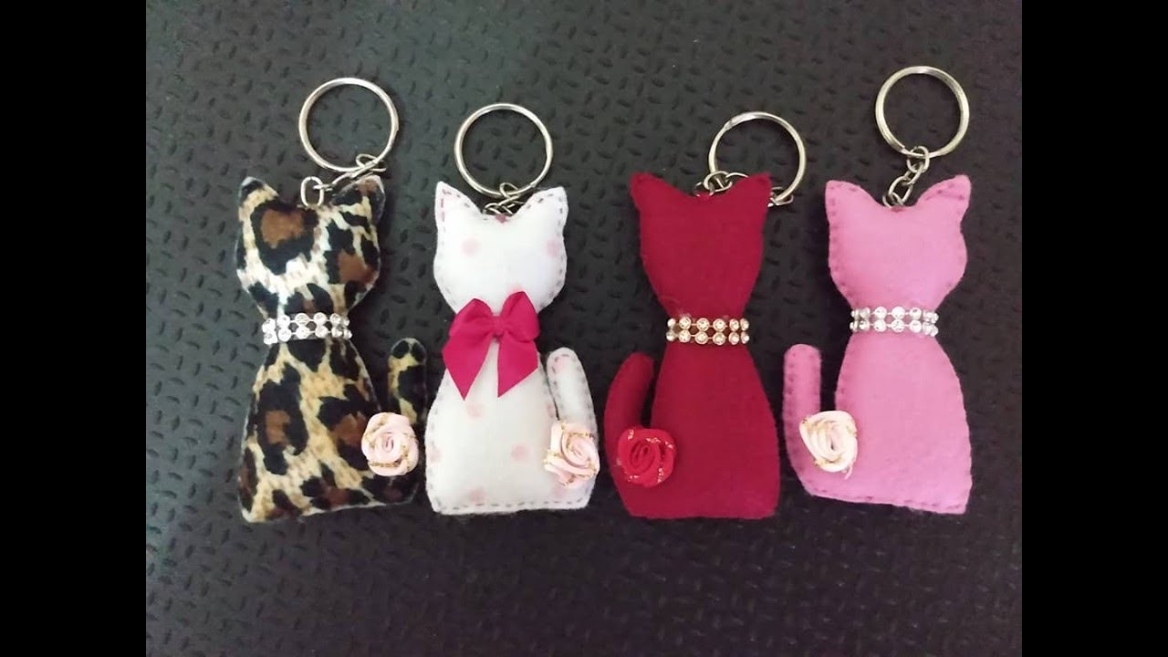 Chaveiro de gato em feltro - Clararte