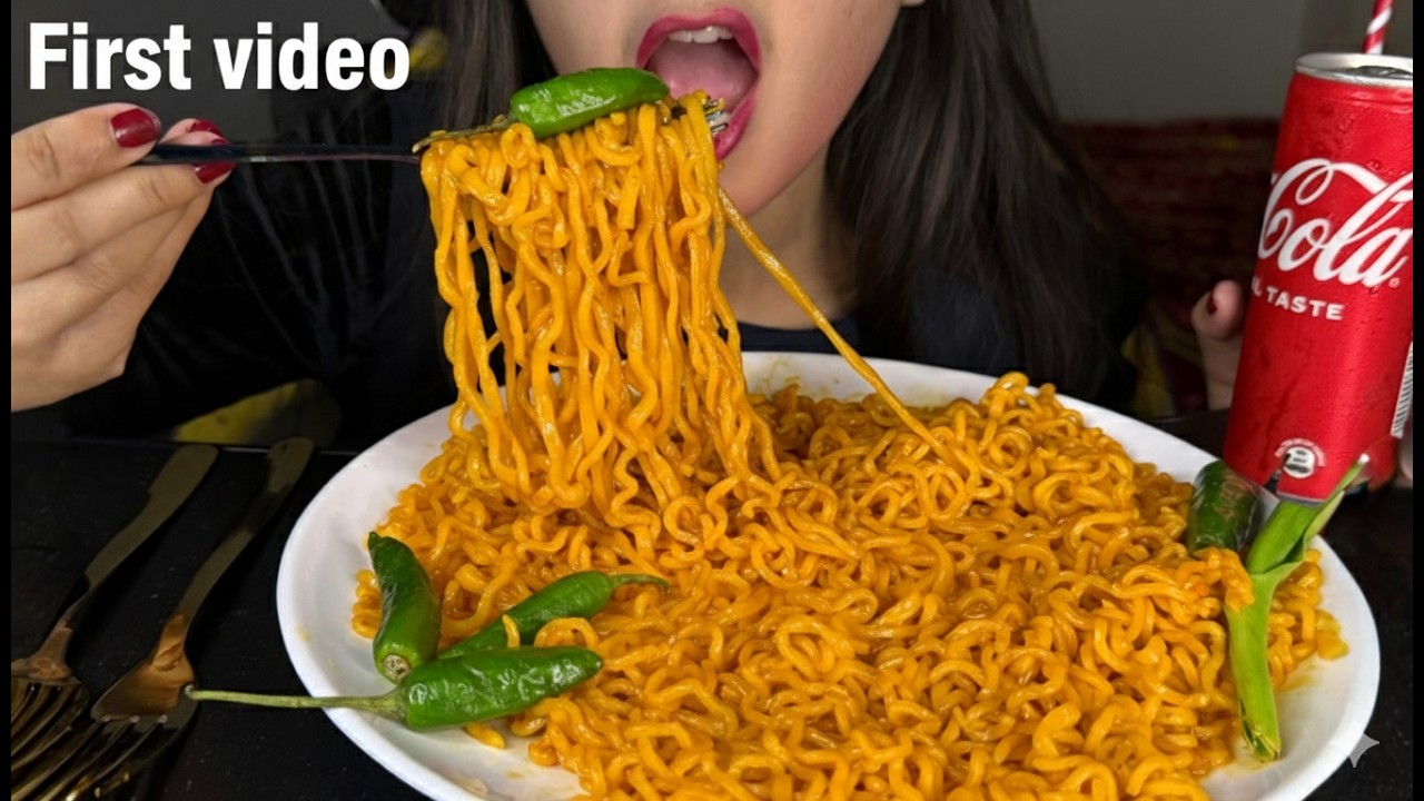 🔥 ASMR Mukbang | Extreme Spicy Ramen 🌶️ Fire Noodles Challenge + Eating Sounds 🍜