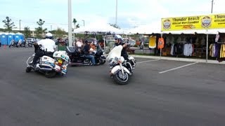 Panama City Beach motorcycle police showing off in parking lot