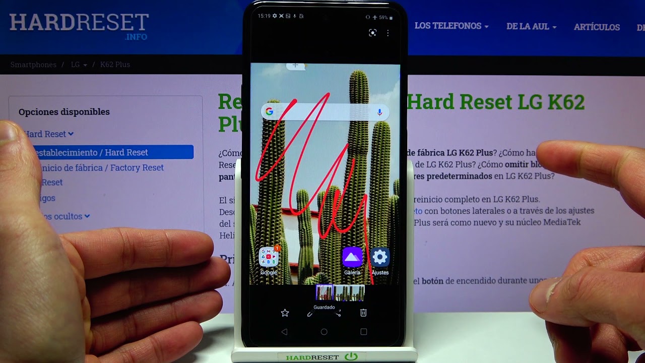 Cómo hacer una captura de pantalla en LG K62 Plus - tomar captura