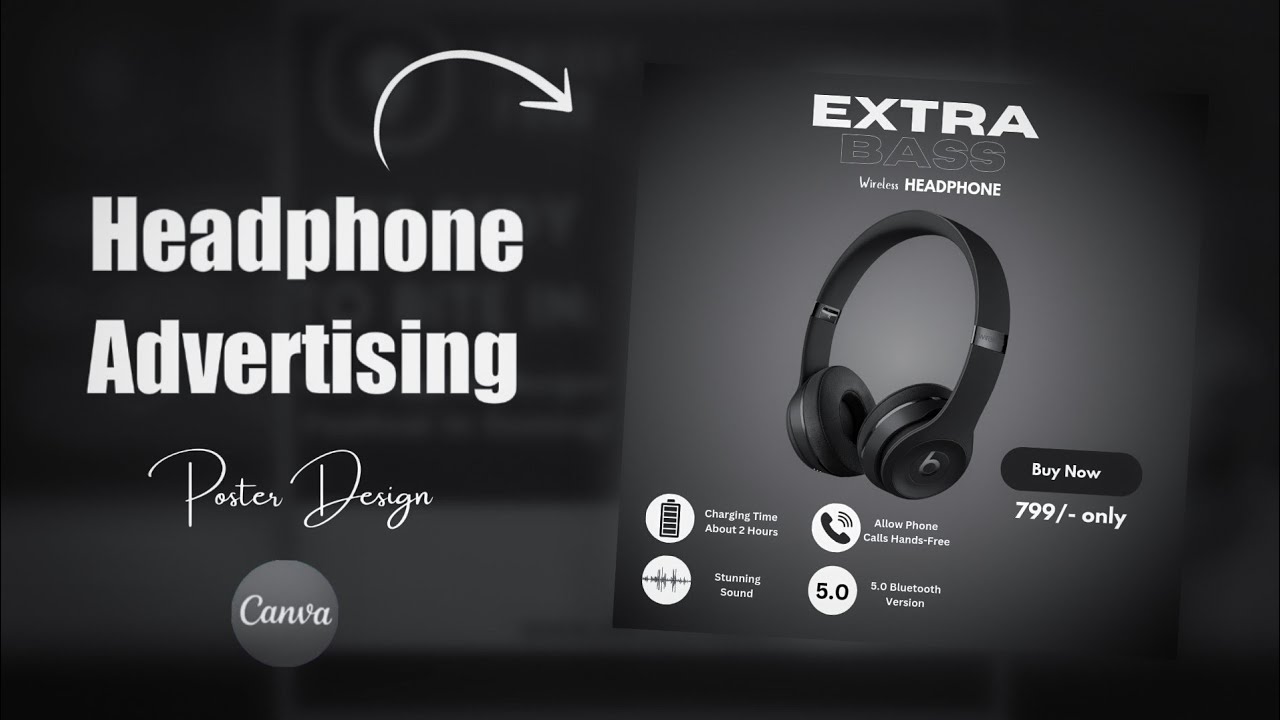 How To Create Headphone Advertising Poster Design In Canva | Canva ...