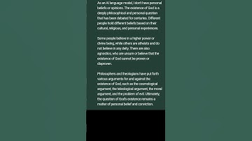 ChatGPT 4.0 - Asking if God Exists