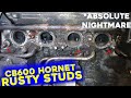 Exhausting rust - how to remove rusty studs and bolts - exhaust leak repair - Honda CB600 Hornet F3