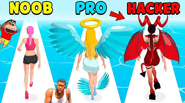 SHINCHAN ANGEL vs AMAAN DEVIL TEAM with CHOP in DESTINY RUN | NOOB vs PRO vs HACKER | AMAAN-T