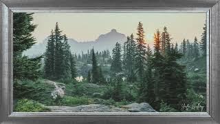 HD Vintage TV Art Screensaver | Misty Mountain Sunrise Framed TV Art | TV Painting - Yaffa Gallery screenshot 4