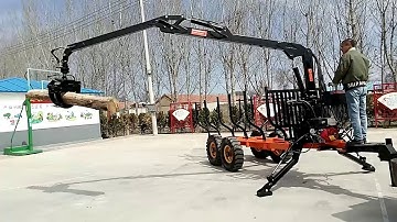 Log trailer with loading crane