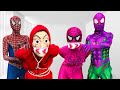 Team spiderman nerf war vs bad guy team irl  rescue pink hero from badhero  live action 