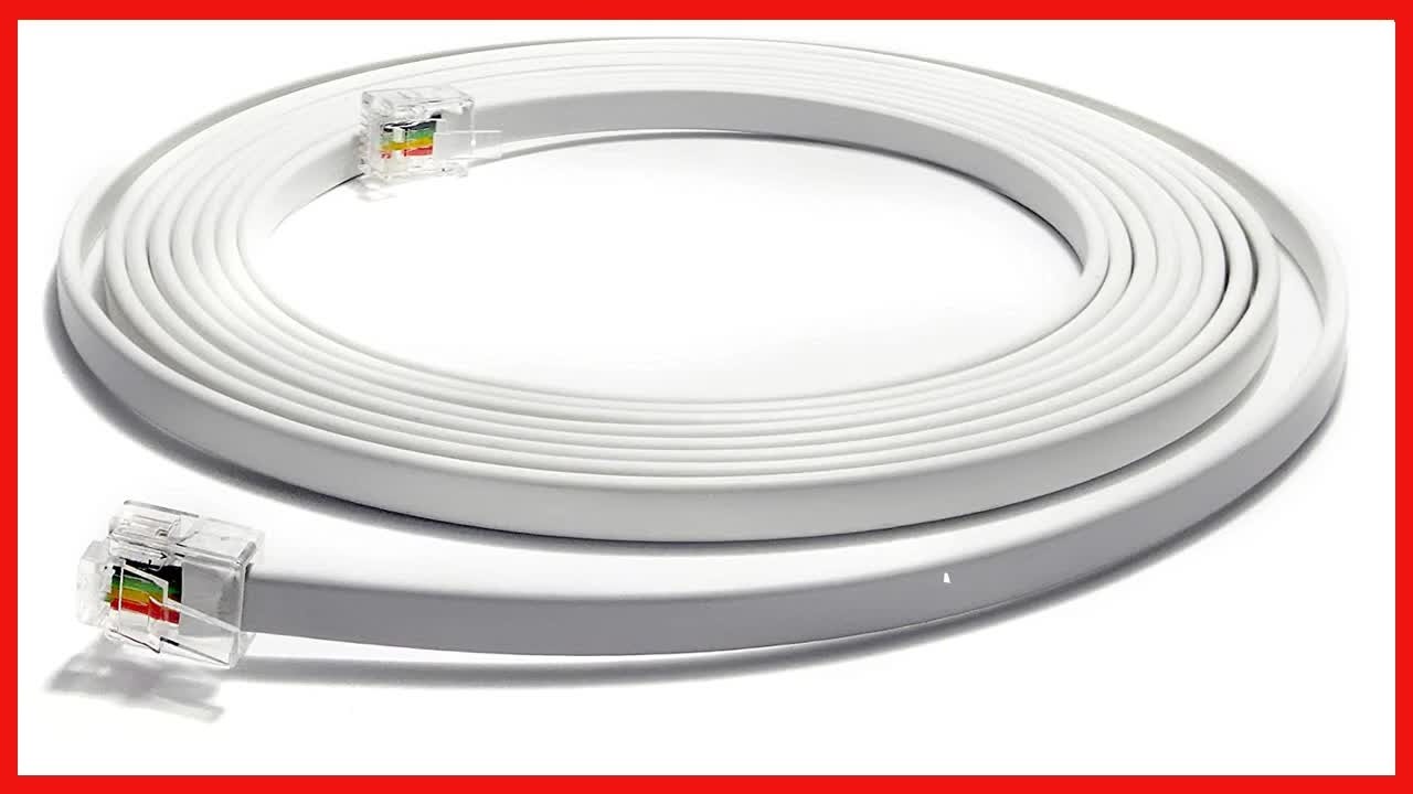 High Quality 15 Foot Landline Telephone Cord with RJ11 Male Ends