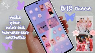 make your android homescreen aesthetic 💖 BTS theme 💜 screenshot 2