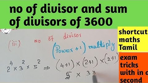 no of divisor and sum of divisors of 3600#tricks  shortcut maths Tamil
