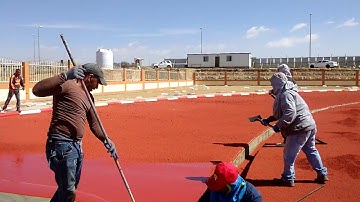 Polyurethane running track installation with EPDM
