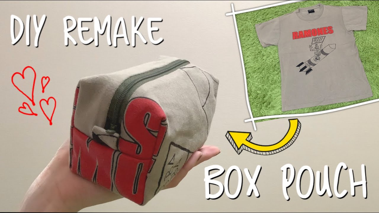 Diy Remake Box Pouch Vol 028 Tシャツをボックスポーチにリメイク Youtube