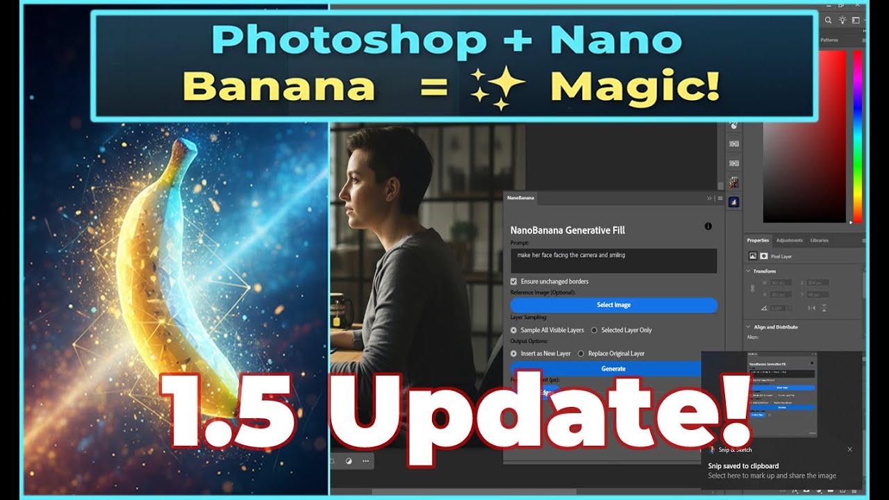 Nano banana Generative Fill for Photoshop 1.5 plugin update! - YouTube