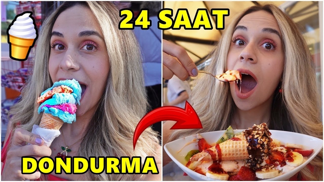 24 SAAT BOYUNCA SADECE DONDURMA YEDİM !! (Mavi Dondurma,Nutellalı Dondurma)