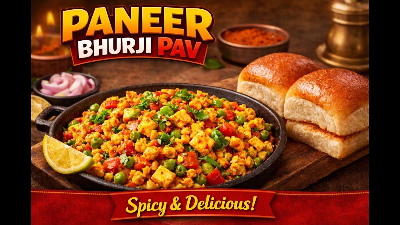 10 मिनिटात झटपट पनीर भुर्जी पाव | Street Style Paneer Bhurji Pav 😋