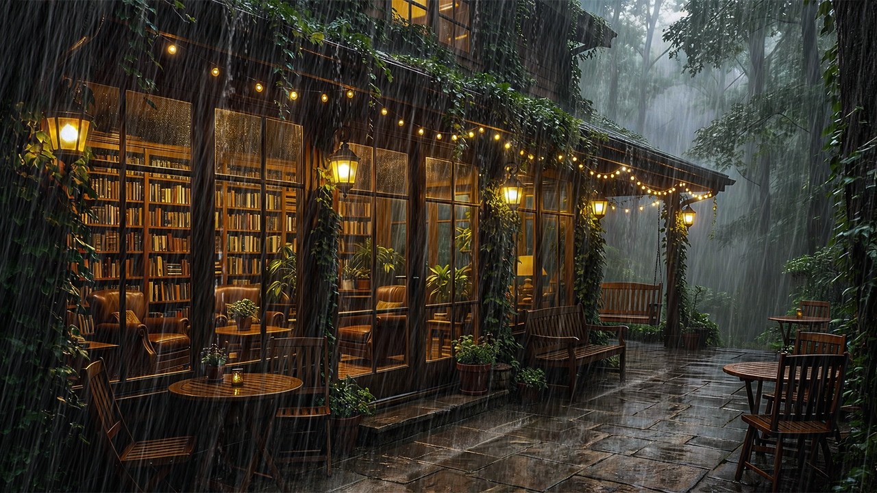 Warm Wooden Cabin in the Rain | Peaceful Evening Ambience