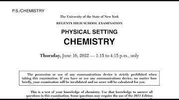 June 2022 Regents Chemistry MC Solutions