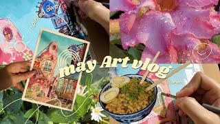 Art vlog : painting studio ghibli scene (spirited away) + making ramen