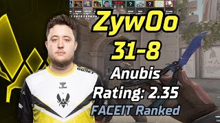 ZywOo POV Rating:2.35 (Anubis) | FACEIT Ranked | Apr 4, 2024 | #cs2 #demo