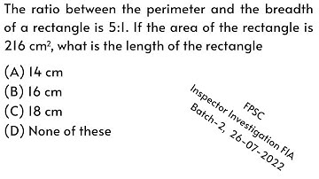 The ratio between the perimeter and the breadth of a rectangle is 5:1 |PPSC |Math |Urdu/Hindi