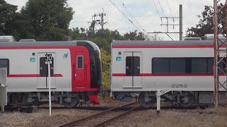 ♯144【名鉄】2200系2231F2232F特別車甲種輸送 ダイヤモンドクロス通過 ND552-9汽笛あり