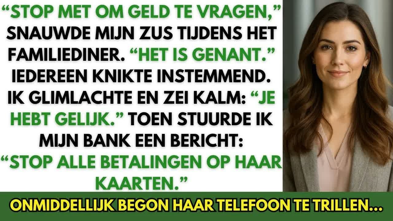 Op Thanksgiving noemde mijn zus me een bedelaar voor de hele familie. “Zoek een betere baan,” zei ze terwijl ze haar Burberry-jas liet zien. “Stop met je hand ophouden.” Wat niemand wist, ook zij...