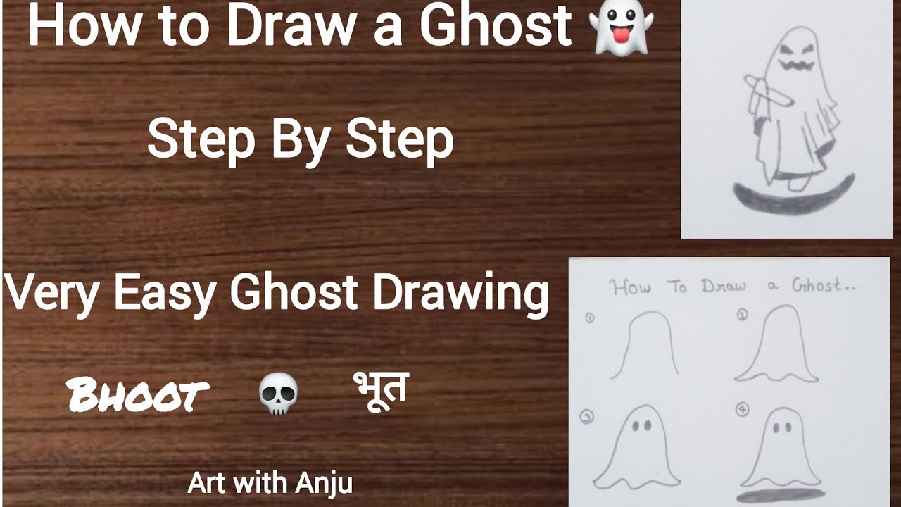 How to draw a Ghost | Easy ghost drawing | step by step ghost sketch ...