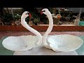 Design Pair Swan From Leaves and Cement | DIY Flower Pots At Home | Creative Ideas For Garden